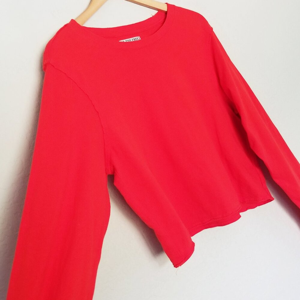 We The Free Red Cropped Long Sleeve Tee - Picture 5 of 15